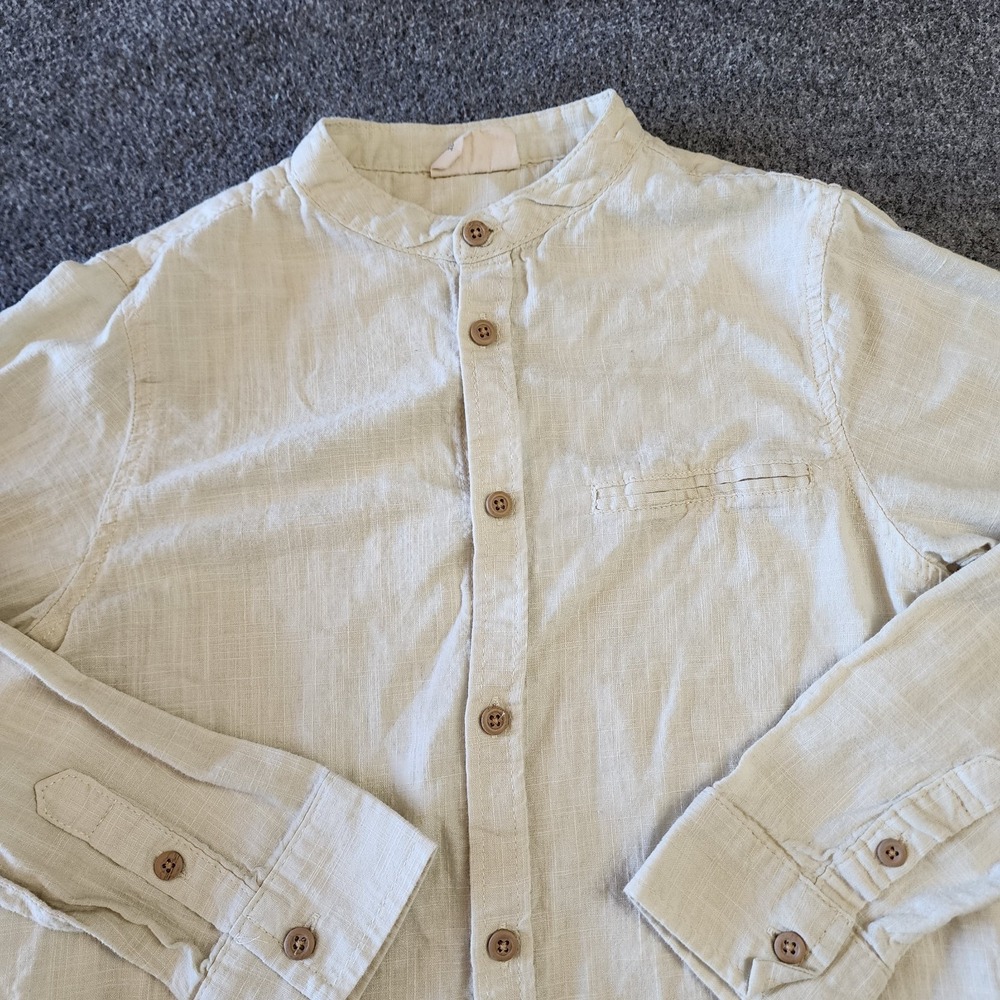 MoMoLand Boys Linen Blend Mandarin Collar Button Front Shirt Size 10Y 140cm...